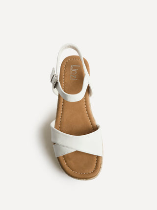 Sarelli Wide Fit White Flatform Sandals