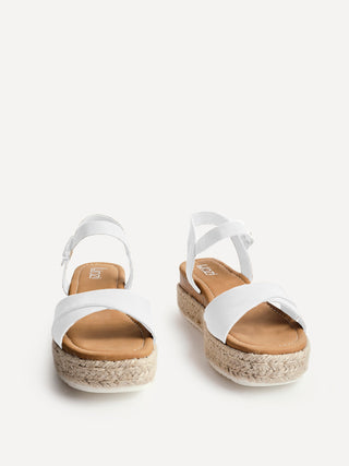 Sarelli Wide Fit White Flatform Sandals