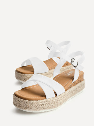 Sarelli Wide Fit White Flatform Sandals