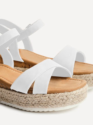 Sarelli Wide Fit White Flatform Sandals