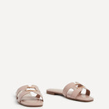 Sasha Nude Gold Buckle Slider Sandals