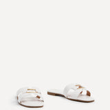 Sasha White Gold Buckle Slider Sandals