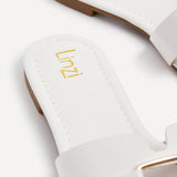 Sasha White Gold Buckle Slider Sandals