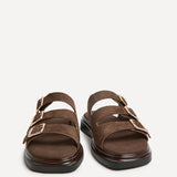 Satellite Brown Faux Suede Flat Sandals