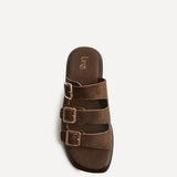 Satellite Brown Faux Suede Flat Sandals