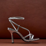 Savannah Silver Strappy Heels