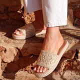 Savvy Gold Woven Slider Sandals