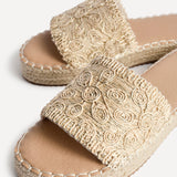 Savvy Gold Woven Slider Sandals