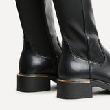 Sawyer Black Faux Leather Long Riding Boots