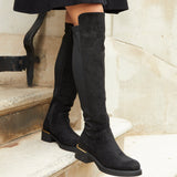 Sawyer Black Faux Suede Long Riding Boots