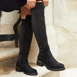 Sawyer Black Faux Suede Long Riding Boots