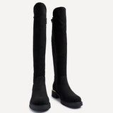 Sawyer Black Faux Suede Long Riding Boots