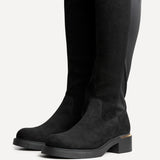 Sawyer Black Faux Suede Long Riding Boots