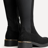 Sawyer Black Faux Suede Long Riding Boots