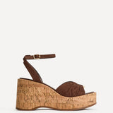 Saxon Brown Suede Wedge Sandals