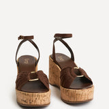 Saxon Brown Suede Wedge Sandals