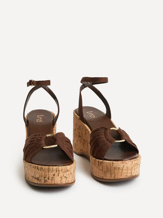 Saxon Brown Suede Wedge Sandals