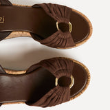 Saxon Brown Suede Wedge Sandals