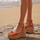 Saxon Rust Suede Wedge Sandals