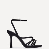 Scarlett Black Faux Suede Strappy Heels