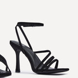 Scarlett Black Faux Suede Strappy Heels