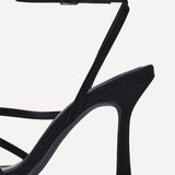 Scarlett Black Faux Suede Strappy Heels