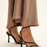 Scarlett Black Faux Suede Strappy Heels
