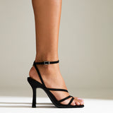 Scarlett Black Faux Suede Strappy Heels
