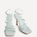 Scarlett Pale Blue Faux Leather Strappy Heels