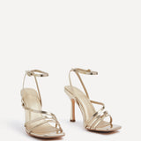Scarlett Gold Faux Leather Strappy Heels