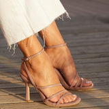 Scarlett Mocha Faux Leather Strappy Heels