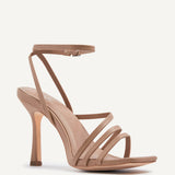 Scarlett Mocha Faux Leather Strappy Heels