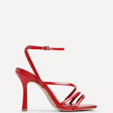 Scarlett Red Faux Leather Strappy Heels