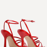 Scarlett Red Faux Leather Strappy Heels