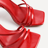 Scarlett Red Faux Leather Strappy Heels