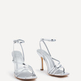 Scarlett Silver Faux Leather Strappy Heels