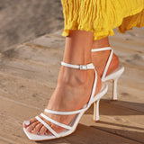 Scarlett Whtie Faux Leather Strappy Heels