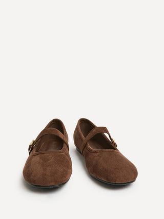 Schedule Brown Faux Suede Ballet Flats