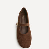Schedule Brown Faux Suede Ballet Flats