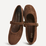 Schedule Brown Faux Suede Ballet Flats