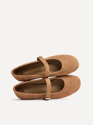 Schedule Mocha Faux Suede Ballet Flats