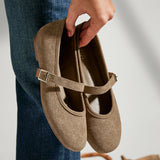 Schedule Mocha Faux Suede Ballet Flats
