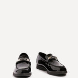 Script Black Patent Loafers