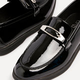 Script Black Patent Loafers