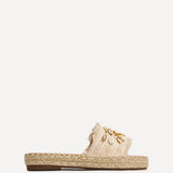Seaside Beige Raffia Embellished Sliders