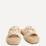 Seaside Beige Raffia Embellished Sliders