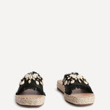 Seaside Black Raffia Embellished Sliders