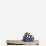 Seaside Blue Raffia Embellished Sliders