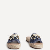 Seaside Blue Raffia Embellished Sliders