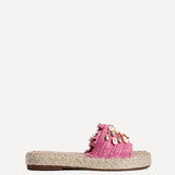Seaside Fuchsia Raffia Embellished Sliders